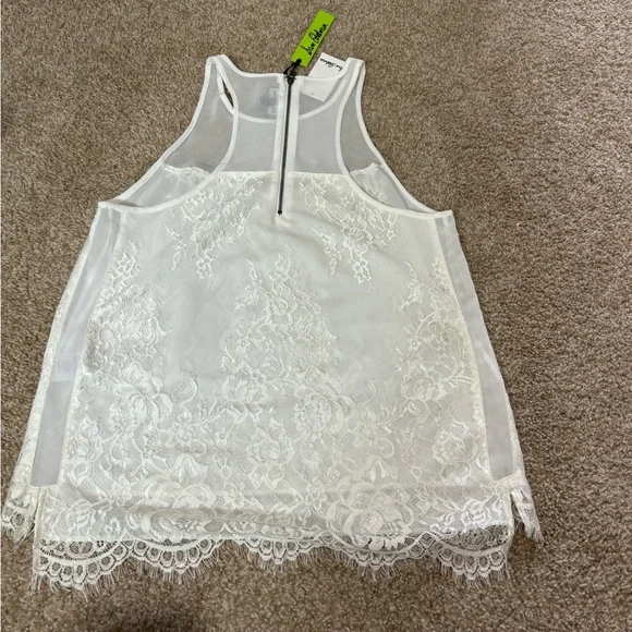 Sam Edelman white lace zip up tank top size S-NWT - Picture 6 of 11